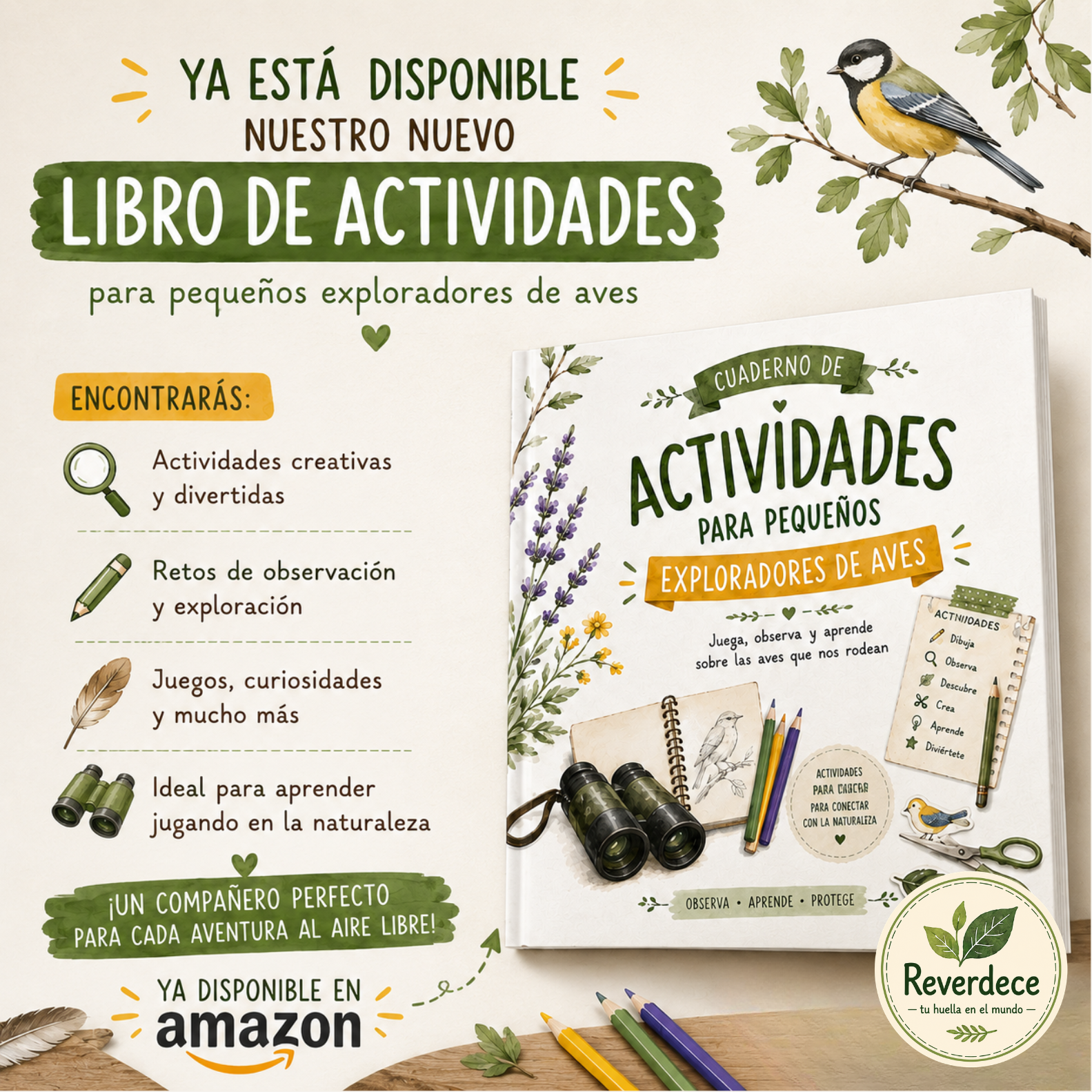 Portada del cuaderno de actividades para pequeños exploradores de aves